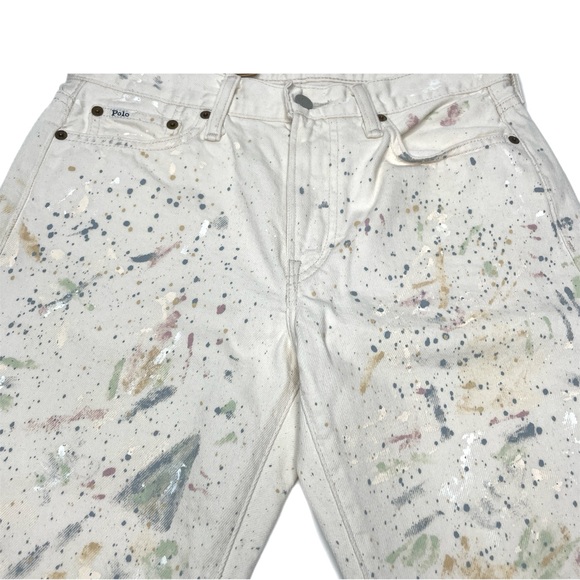 Polo Ralph Lauren Avery Boyfriend White Paint Splatter Jeans - Picture 3 of 15